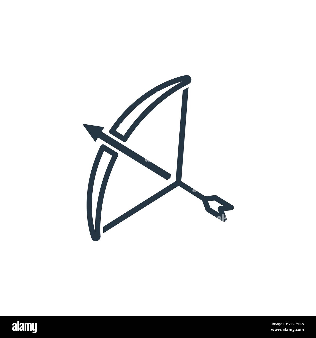 Bow and arrow outline vector icon. Thin line black bow and arrow icon