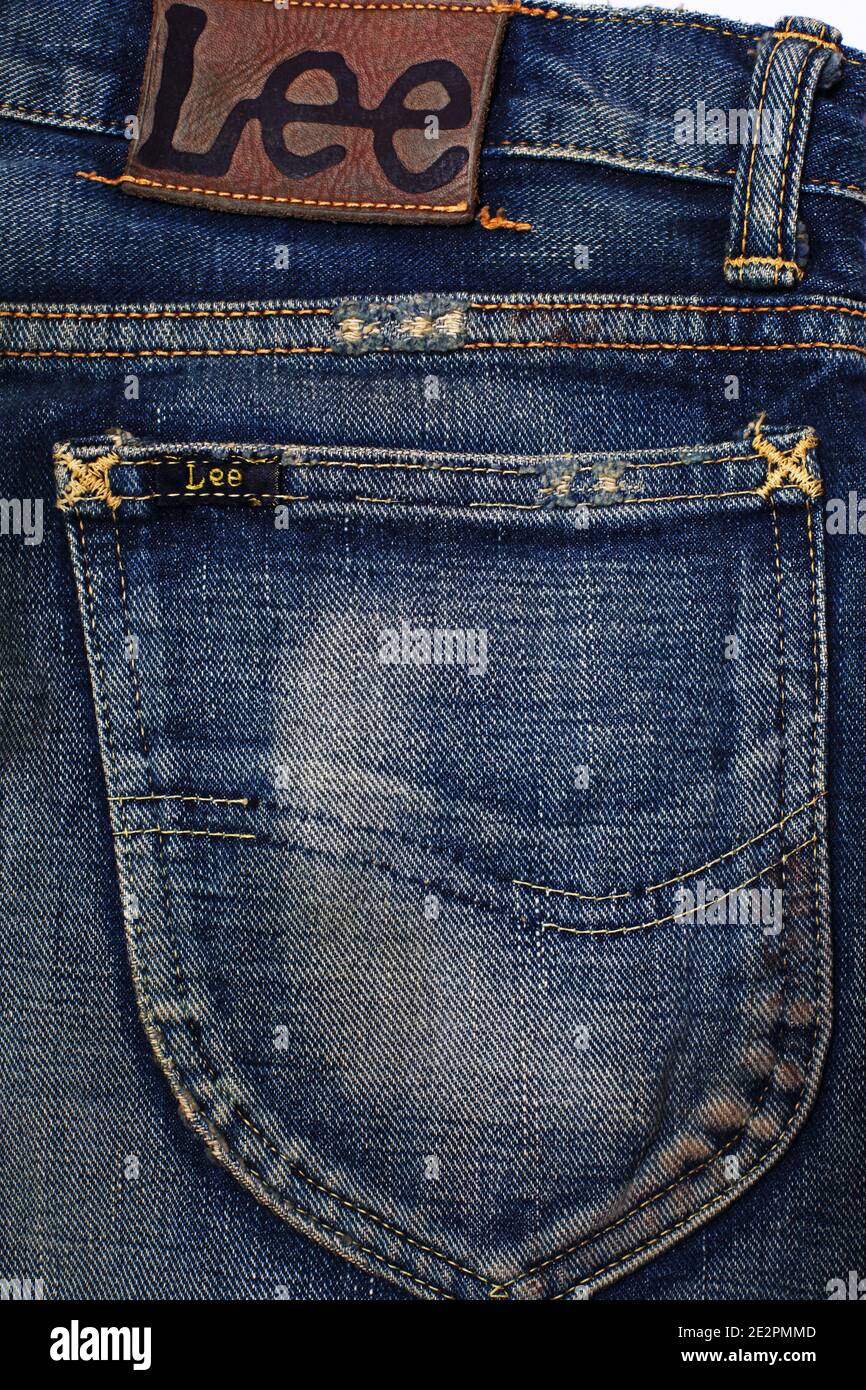 close up rear view of a denim jeans pocket Stock Photo - Alamy