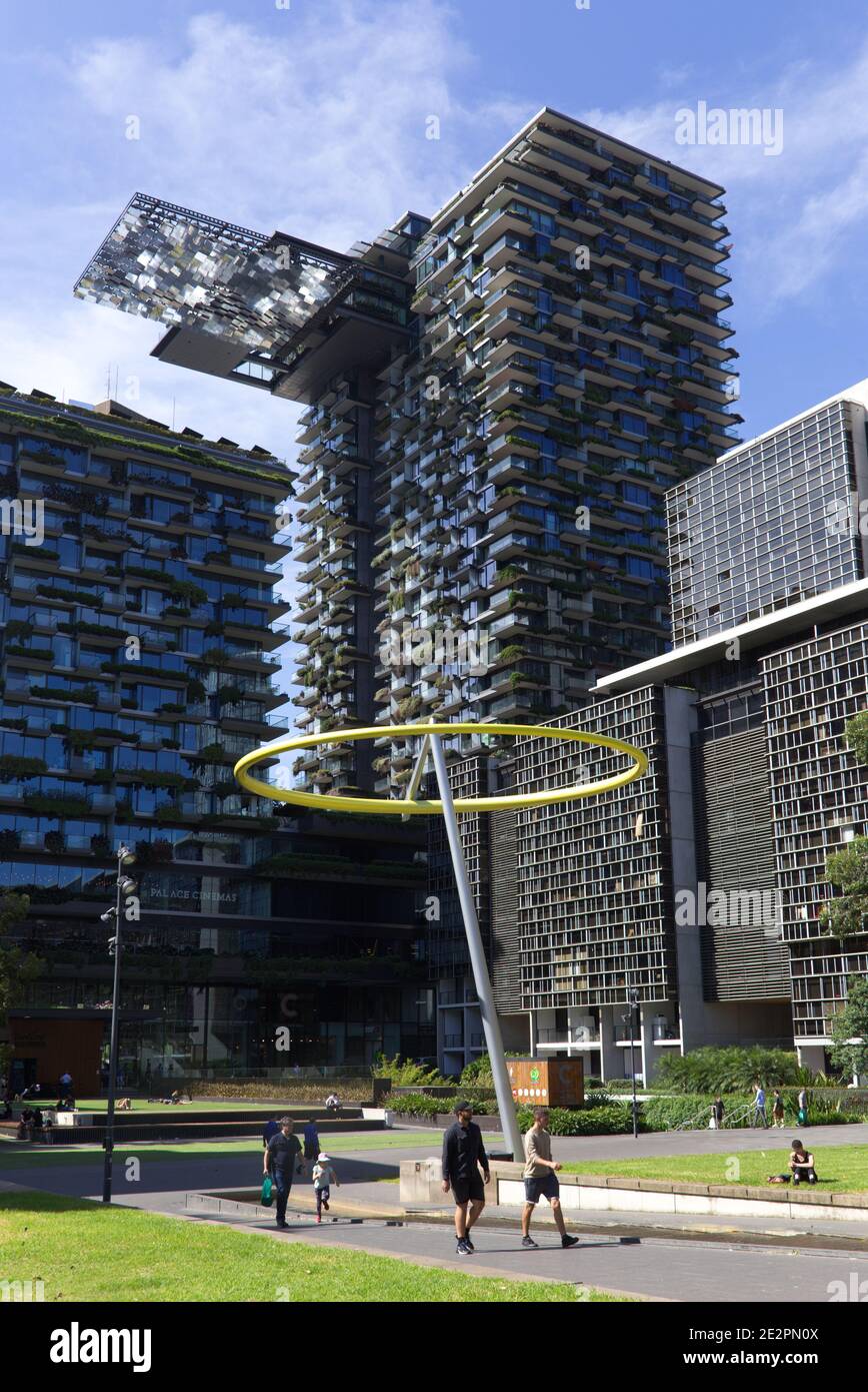 One Central Park is an award-winning mixed-use building featuring vertical hanging gardens located in Ultimo Sydney New South Wales Australia Stock Photo
