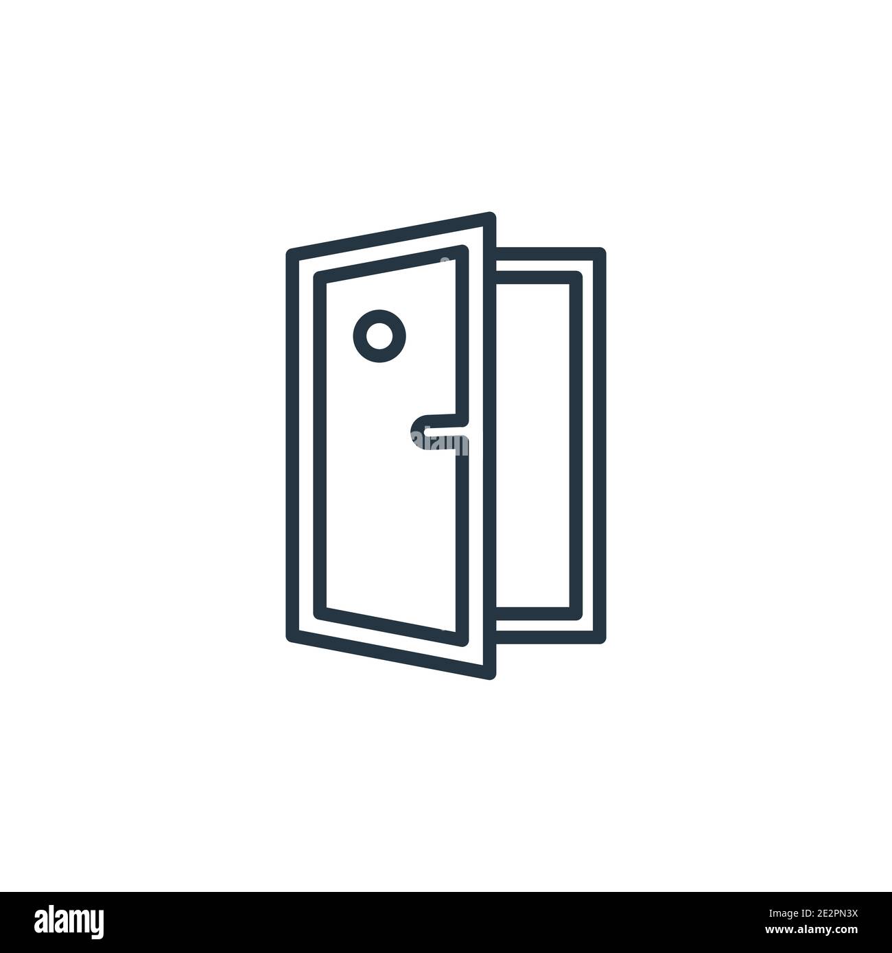 Doors open outline vector icon. Thin line black doors open icon, flat vector simple element illustration from editable construction concept isolated s Stock Vector