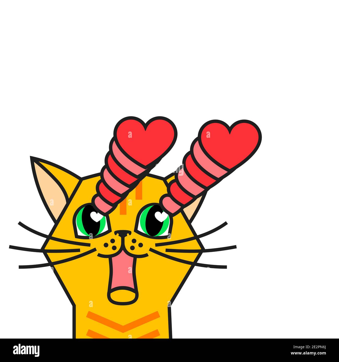 Cat in love meme sticker isolated on white Stock Vector