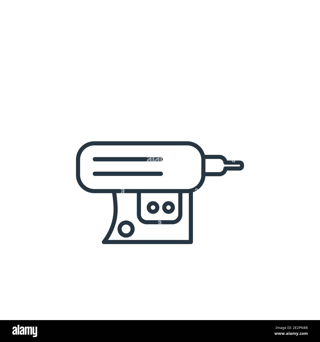 Nail gun outline vector icon. Thin line black nail gun icon, flat