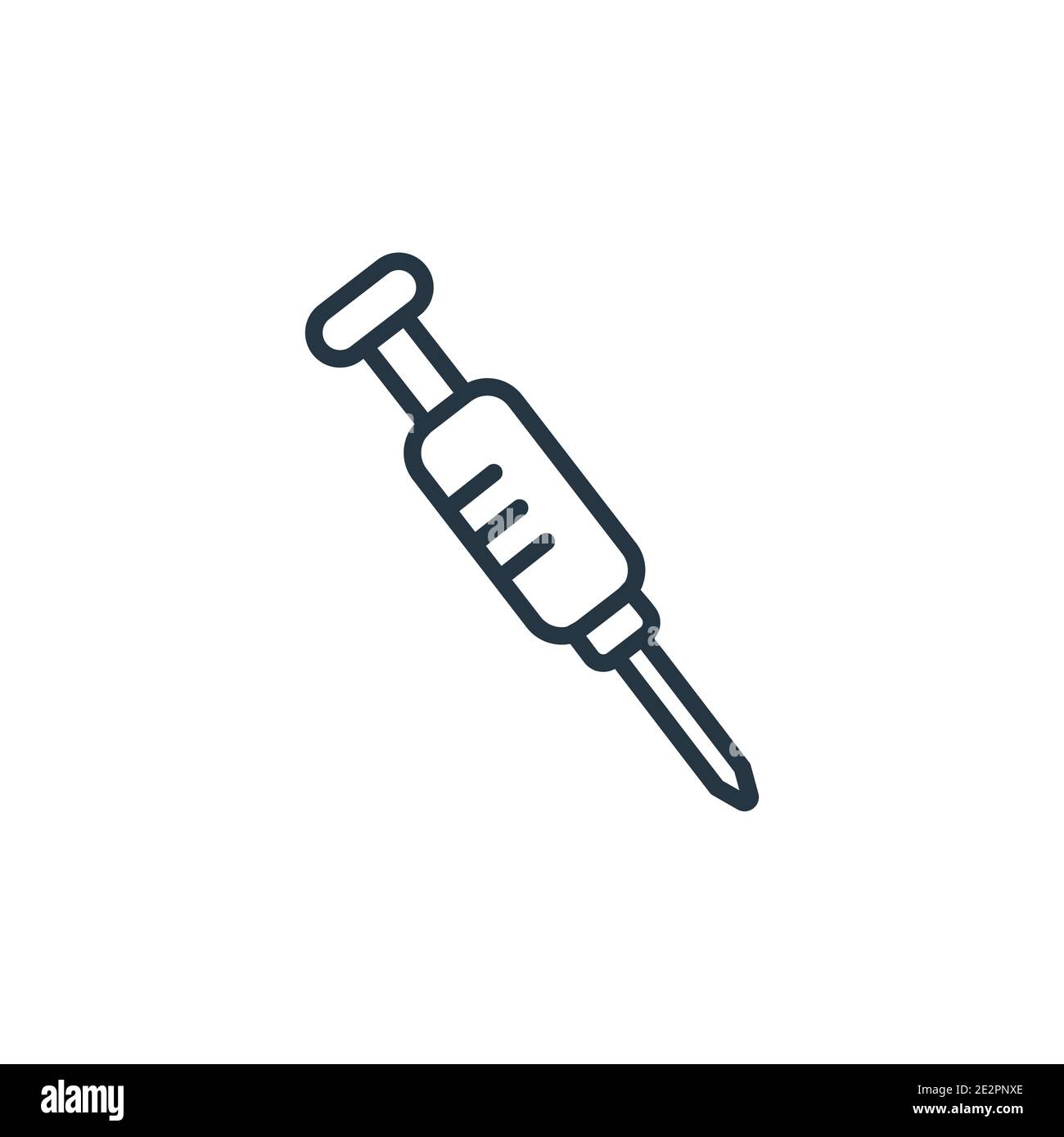 Empty syringe outline vector icon. Thin line black empty syringe icon, flat vector simple element illustration from editable dentist concept isolated Stock Vector