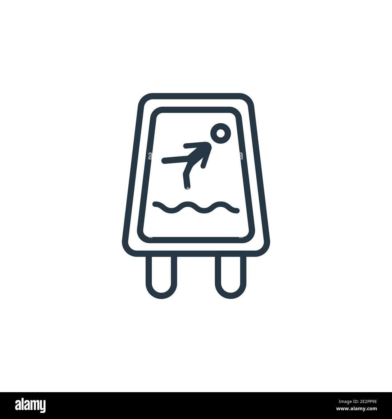 Slippery outline vector icon. Thin line black slippery icon, flat vector simple element illustration from editable cleaning concept isolated stroke on Stock Vector