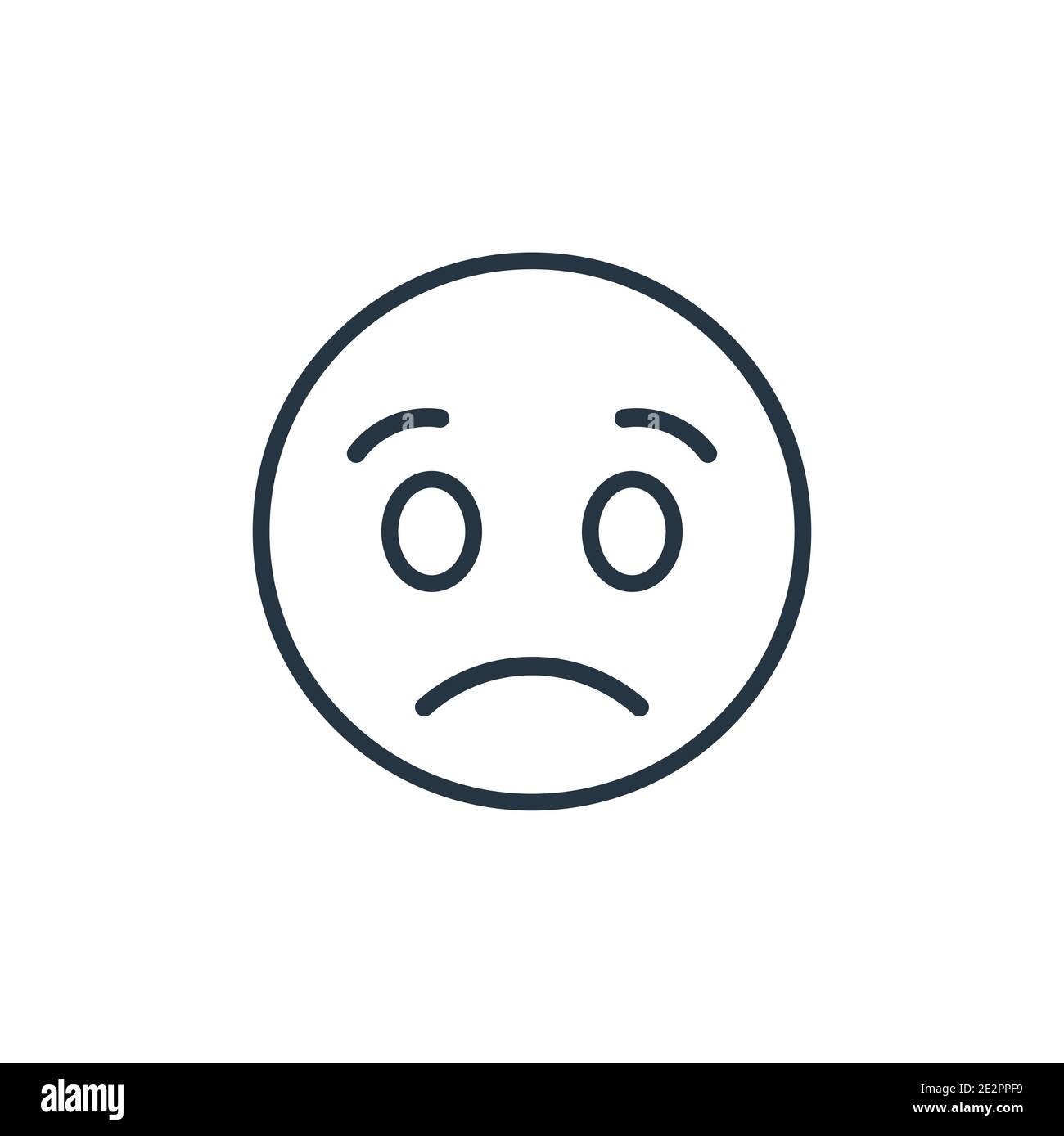 Sad emoji outline vector icon. Thin line black sad emoji icon, flat vector simple element illustration from editable emoji concept isolated on white b Stock Vector