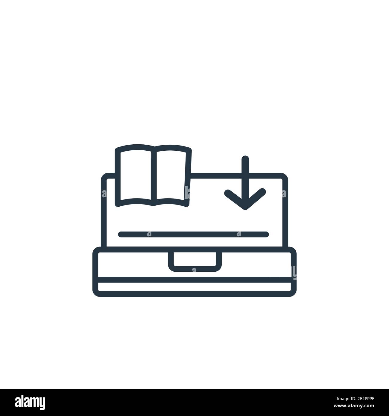 Data funnelling outline vector icon. Thin line black data funnelling icon, flat vector simple element illustration from editable education concept iso Stock Vector