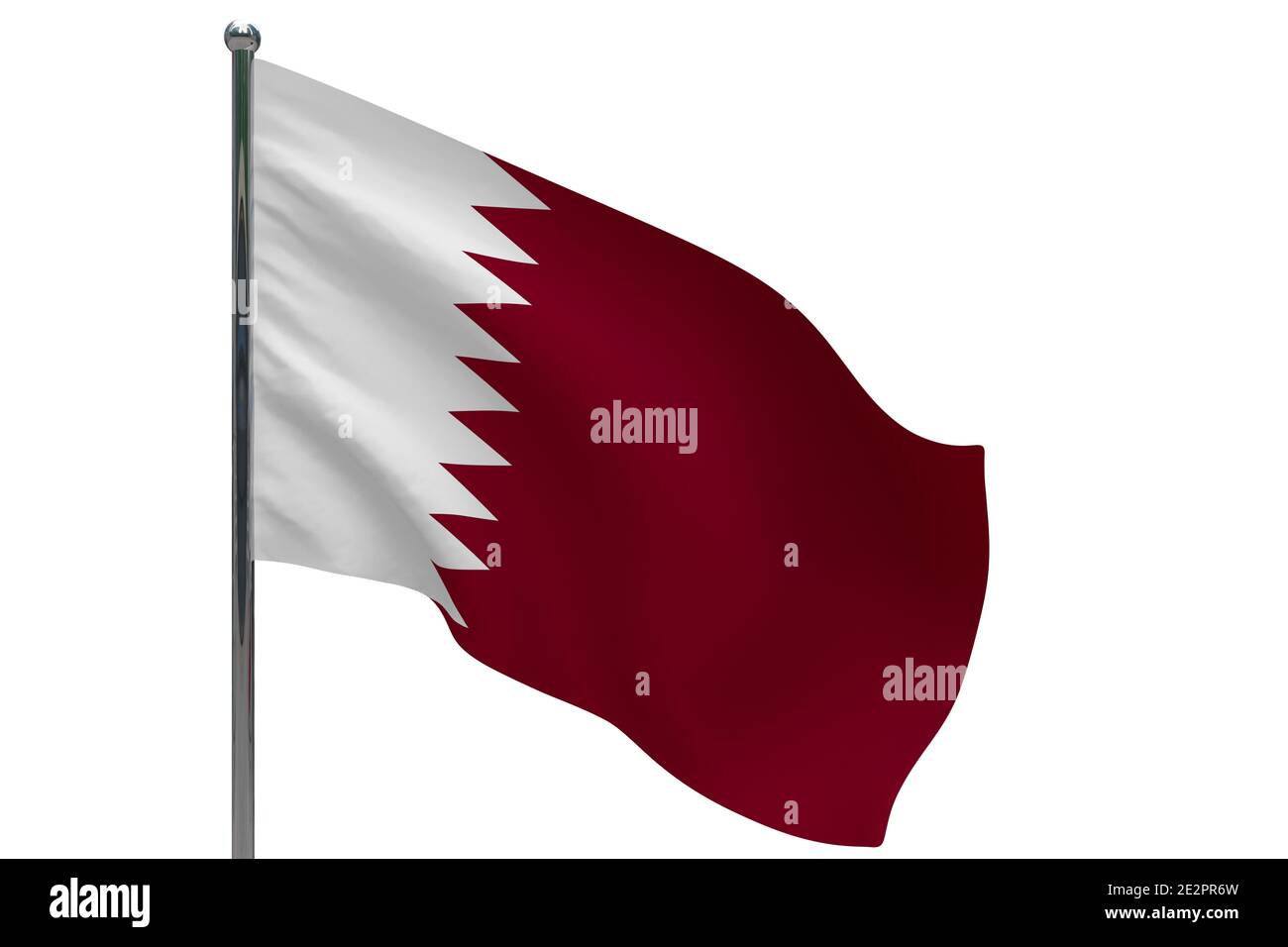 Qatar Flag On Pole Metal Flagpole National Flag Of Qatar 3d Illustration Isolated On White Stock Photo Alamy