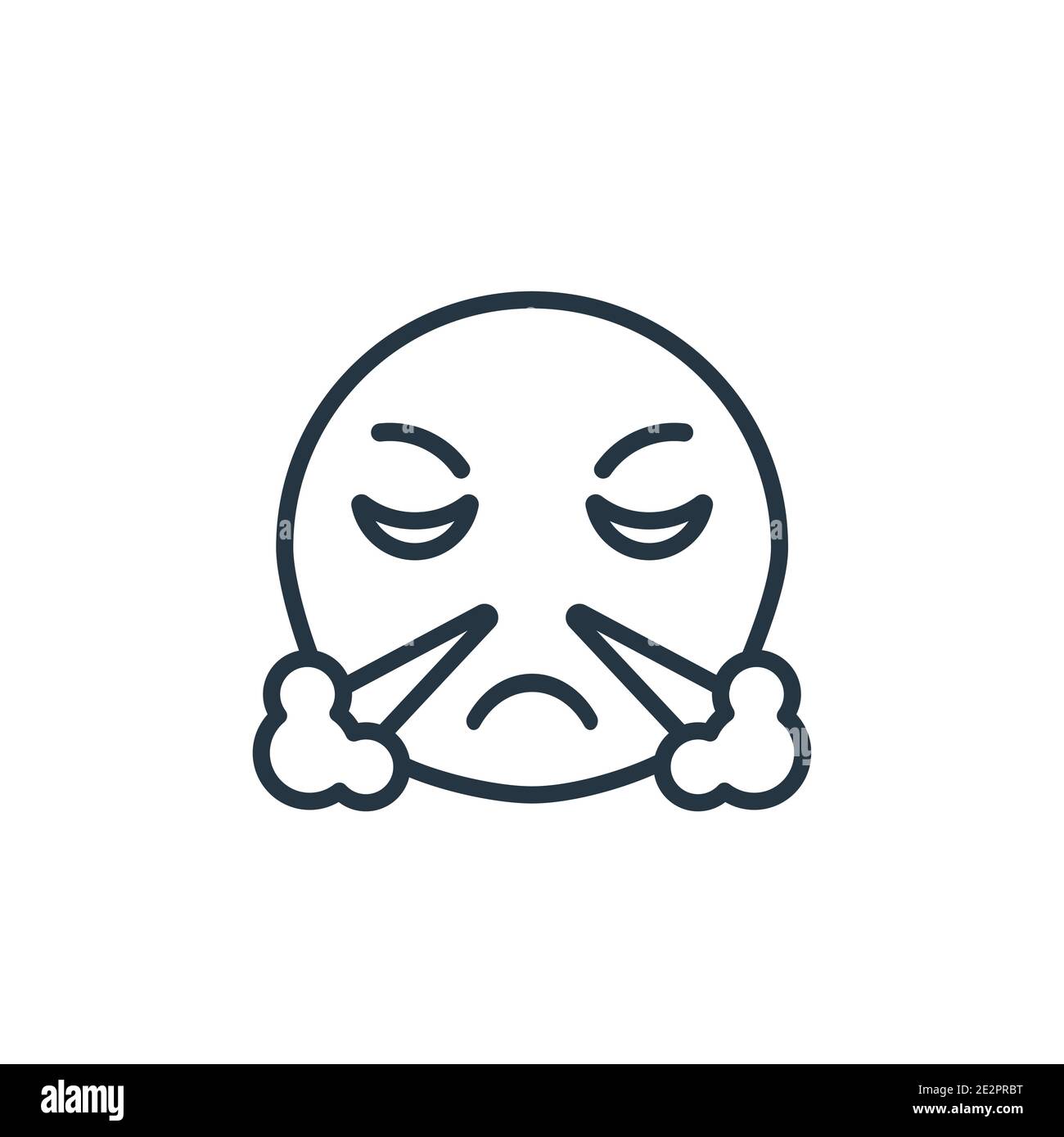 Emoji with steam from nose outline vector icon. Thin line black emoji