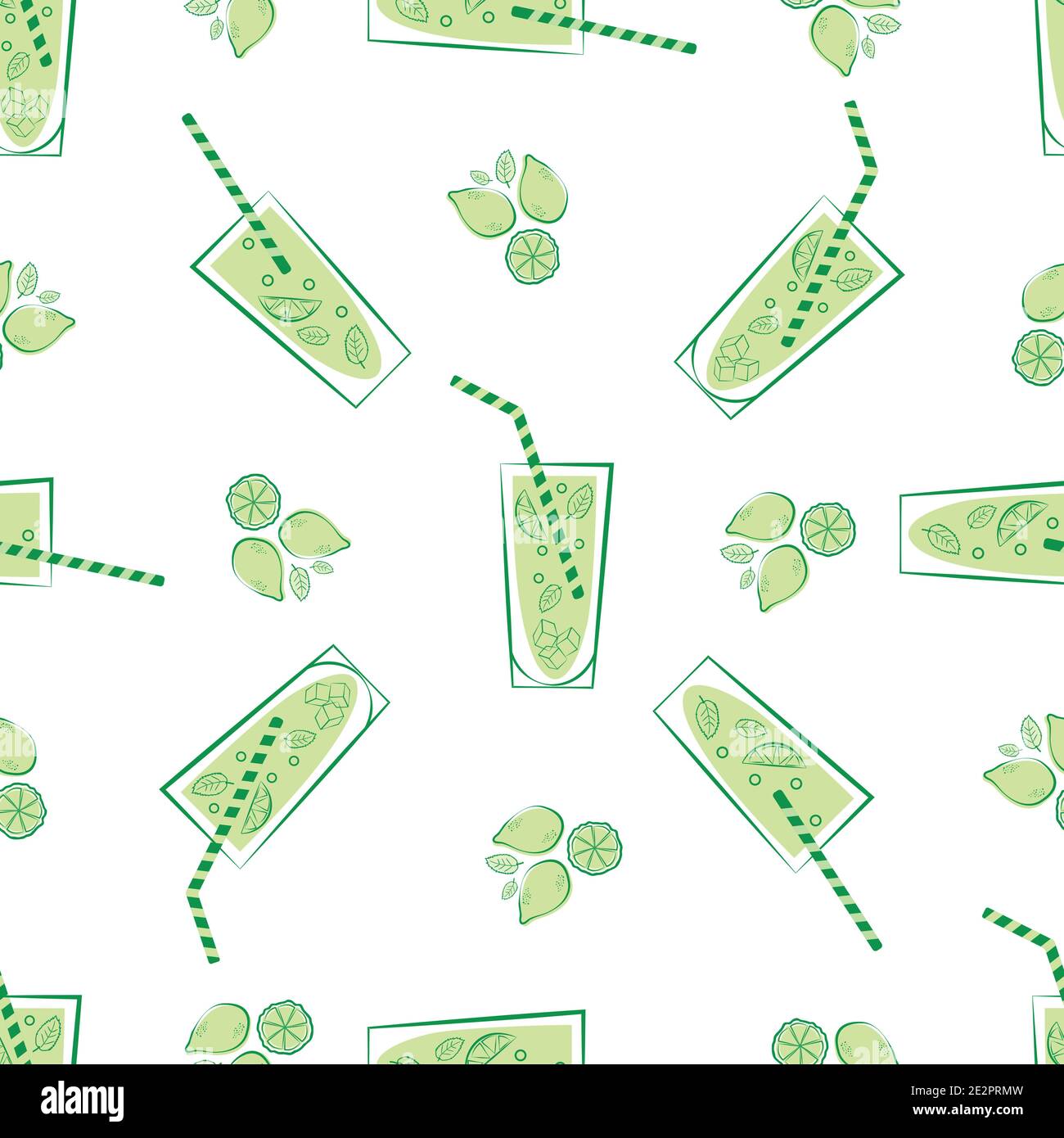 Lemonade glass and straw vector seamless pattern background. Retro