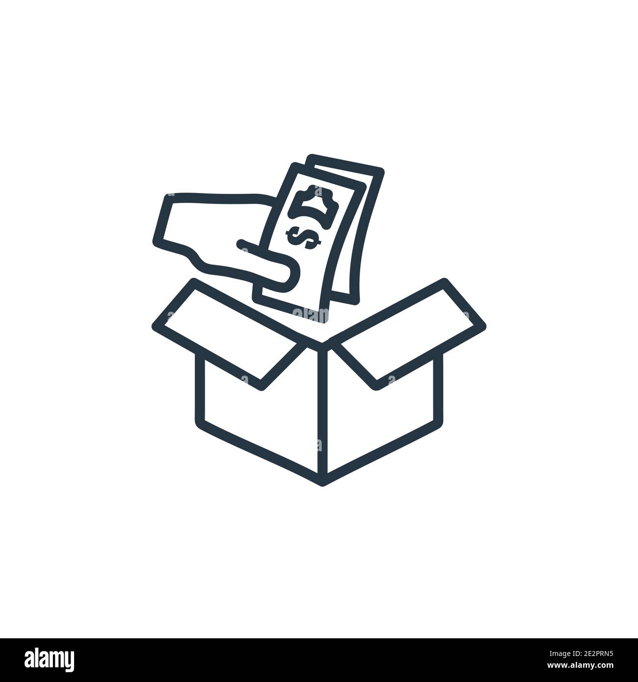 Moneybox outline vector icon. Thin line black moneybox icon, flat vector simple element illustration from editable payment concept isolated on white b Stock Vector