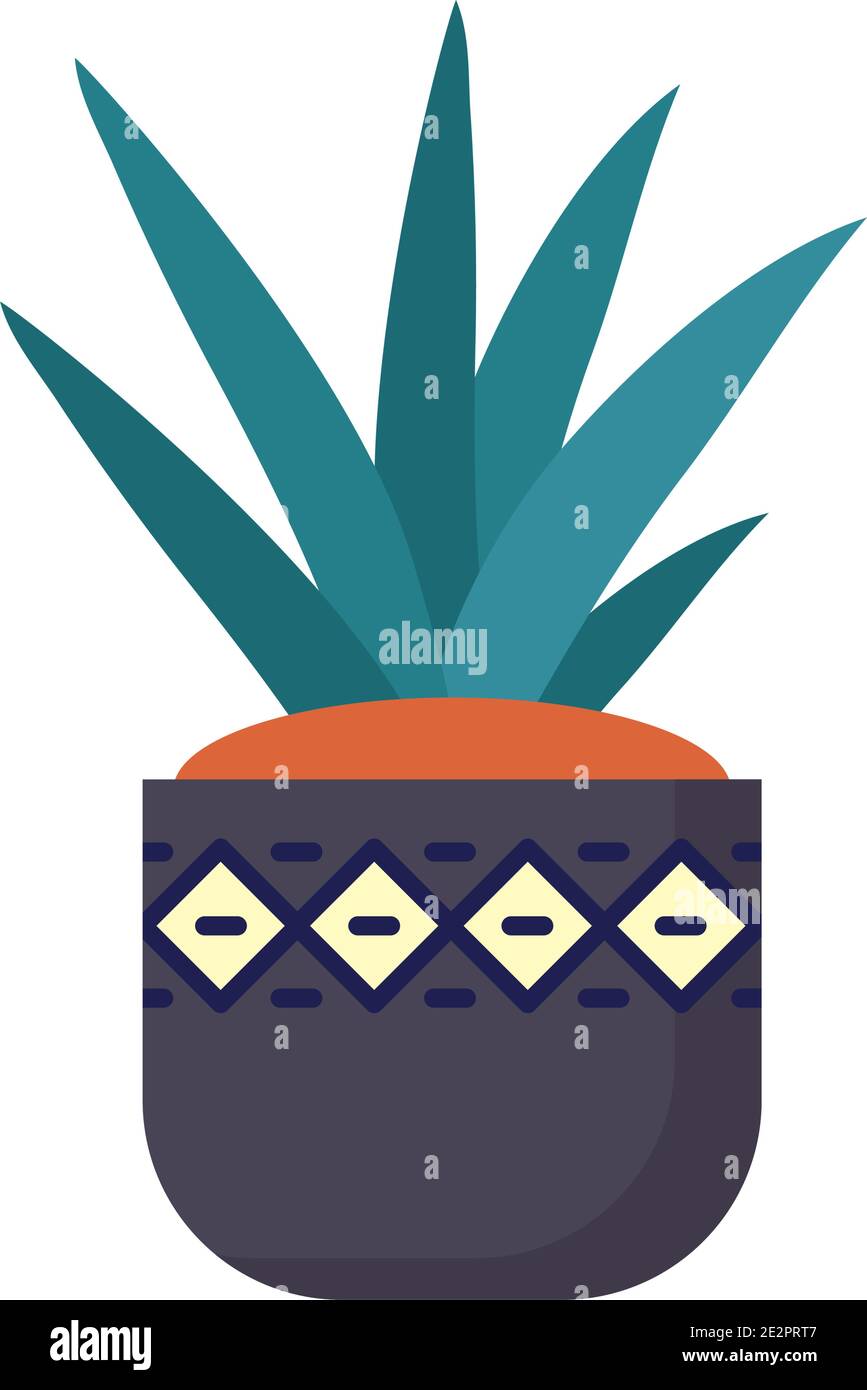 decorative plant in a pot over white background, flat style, vector ...