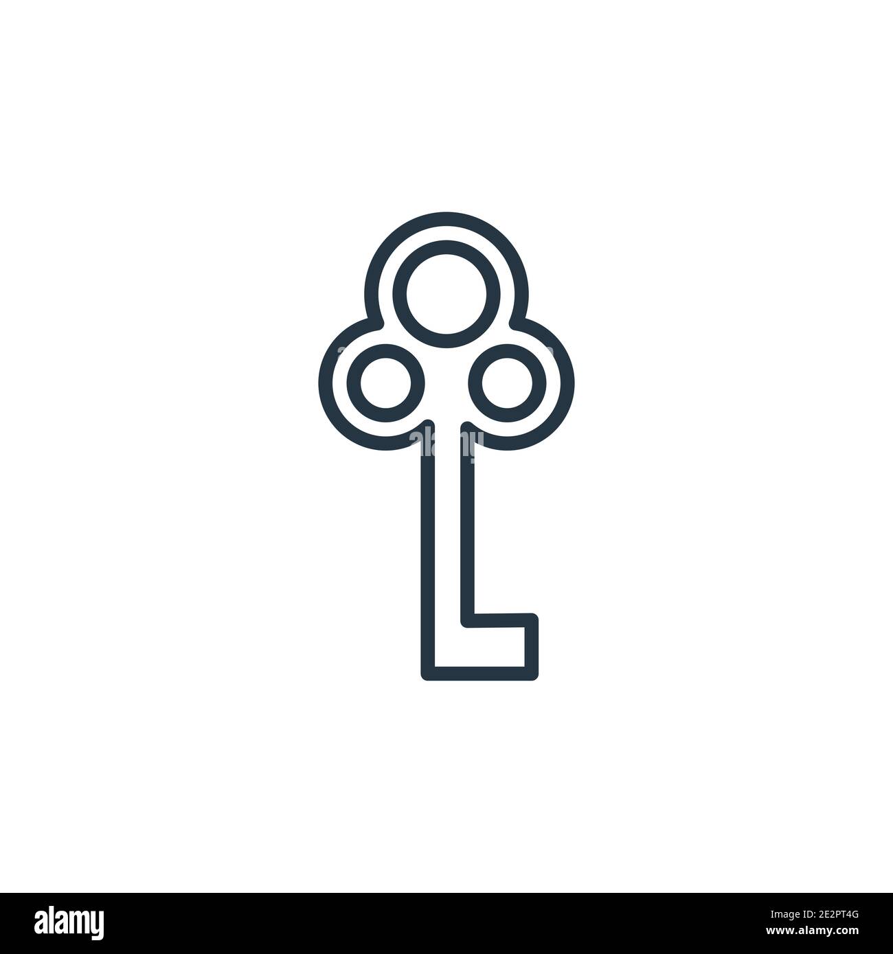 Antique key outline vector icon. Thin line black antique key icon, flat