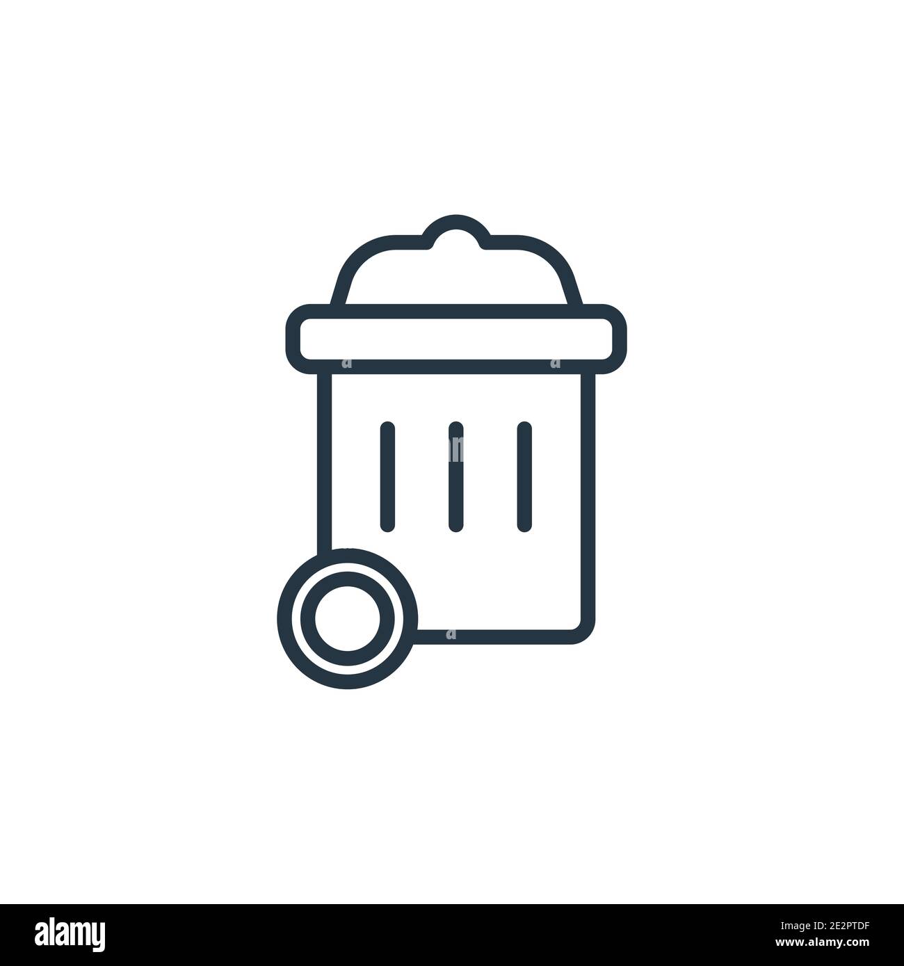 Wiping trash can outline vector icon. Thin line black wiping trash can icon, flat vector simple element illustration from editable cleaning concept is Stock Vector