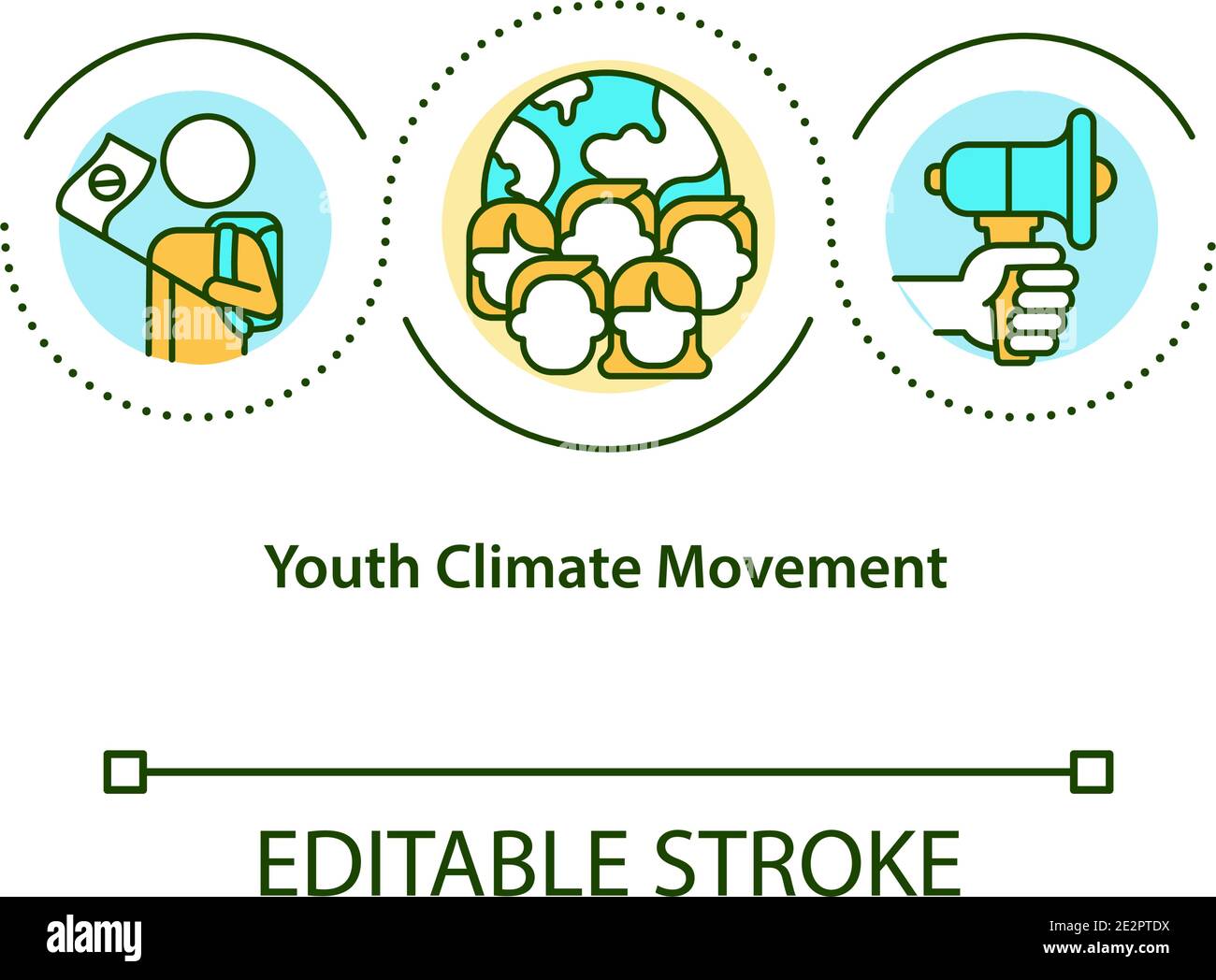 Youth climate movement concept icon Stock Vector
