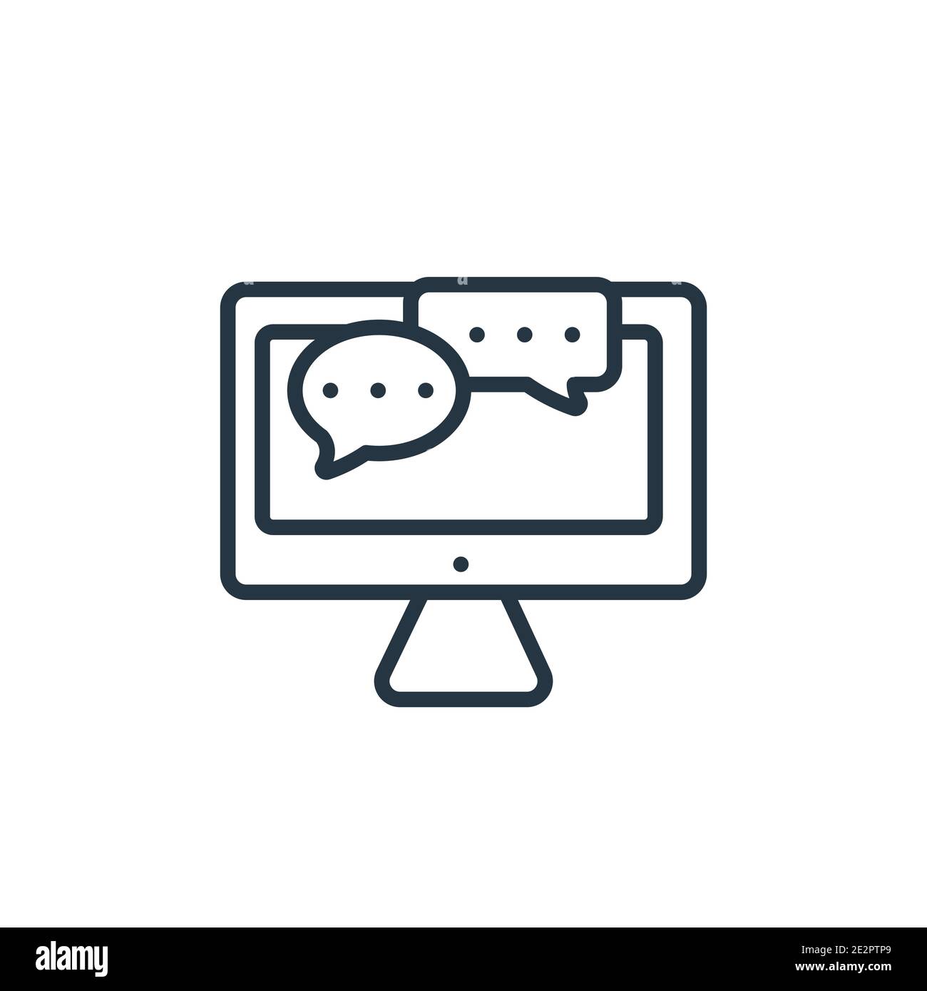 Online chat outline vector icon. Thin line black online chat icon, flat ...