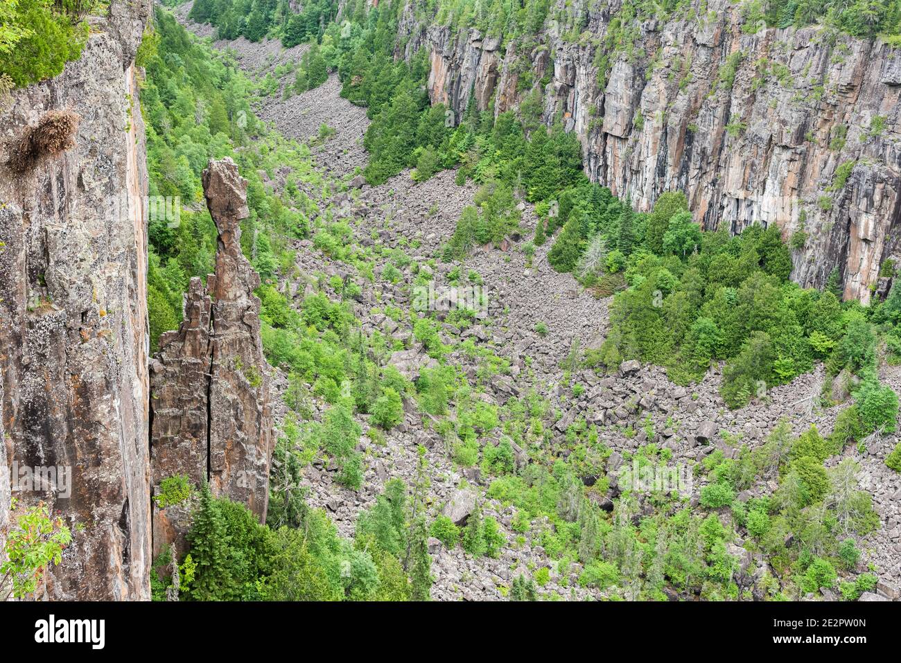 Ouimet Canyon provincial park, in the area of Thunder Bay, in Ontario, Canada. Stock Photo