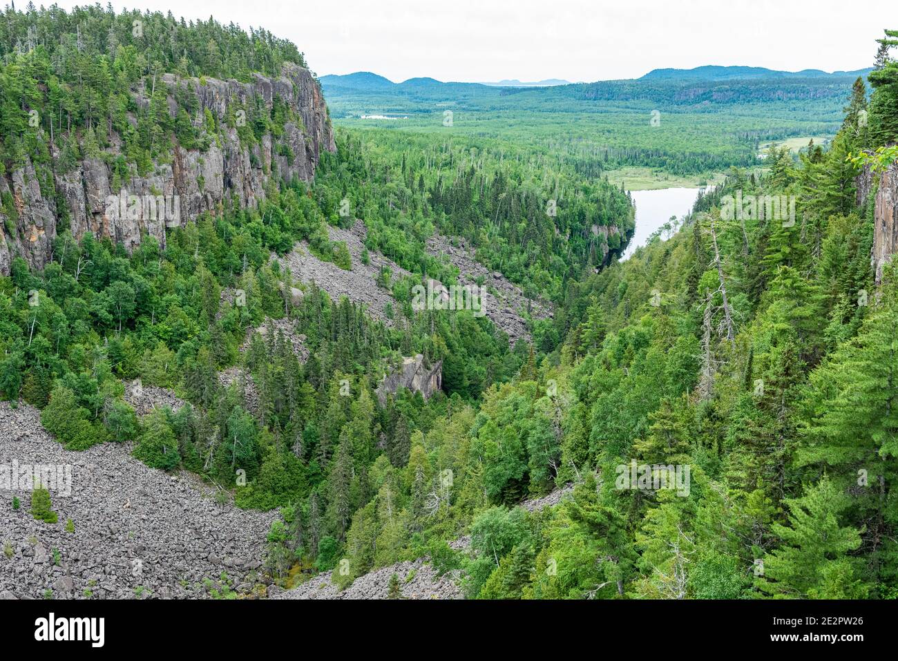 Ouimet Canyon provincial park, in the area of Thunder Bay, in Ontario, Canada. Stock Photo