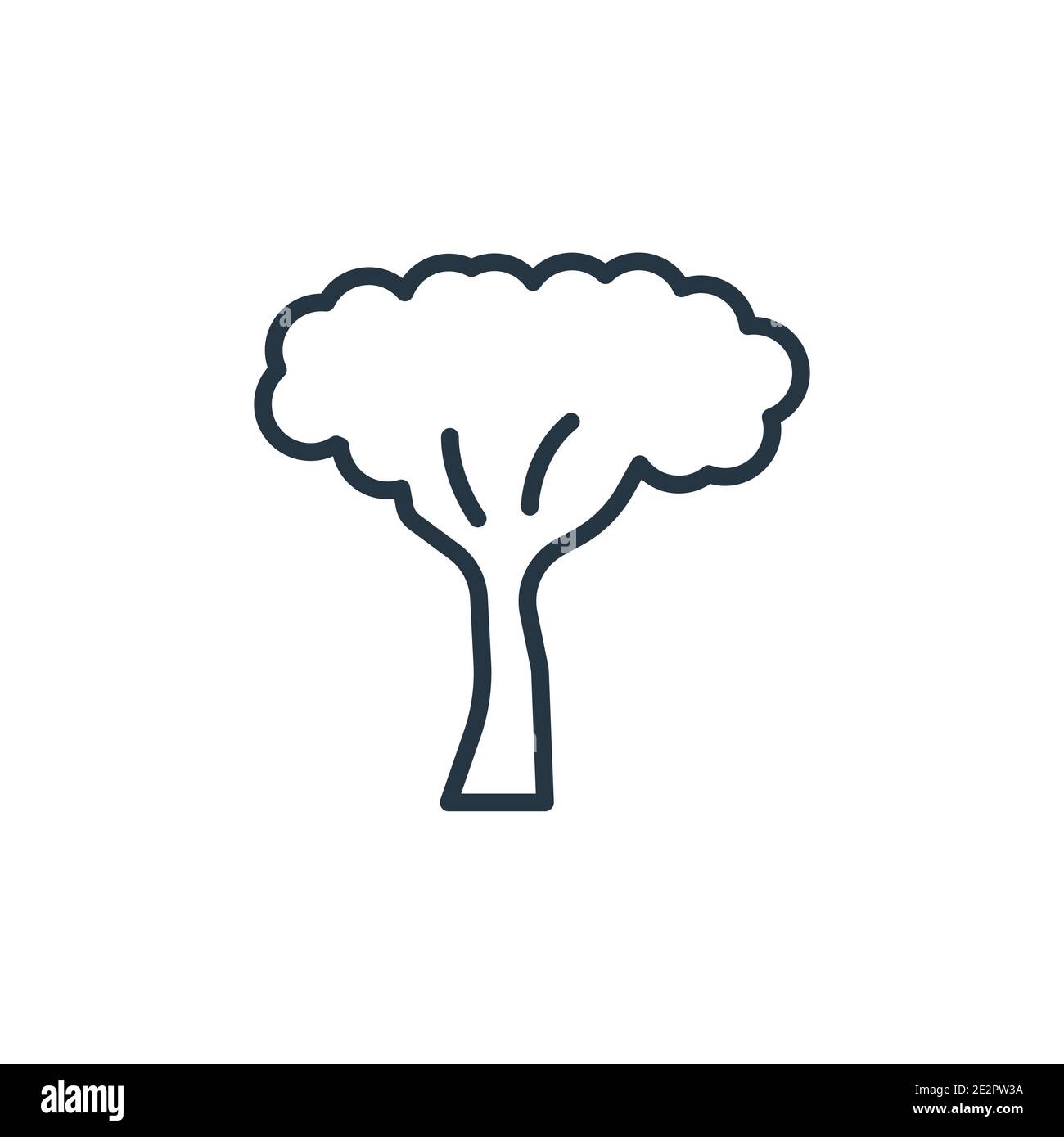 Tree of circular foliage outline vector icon. Thin line black tree of ...