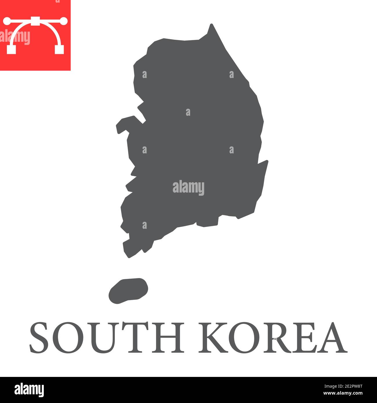 Map of South Korea glyph icon, country and geography, south korea map sign vector graphics, editable stroke solid icon, eps 10. Stock Vector