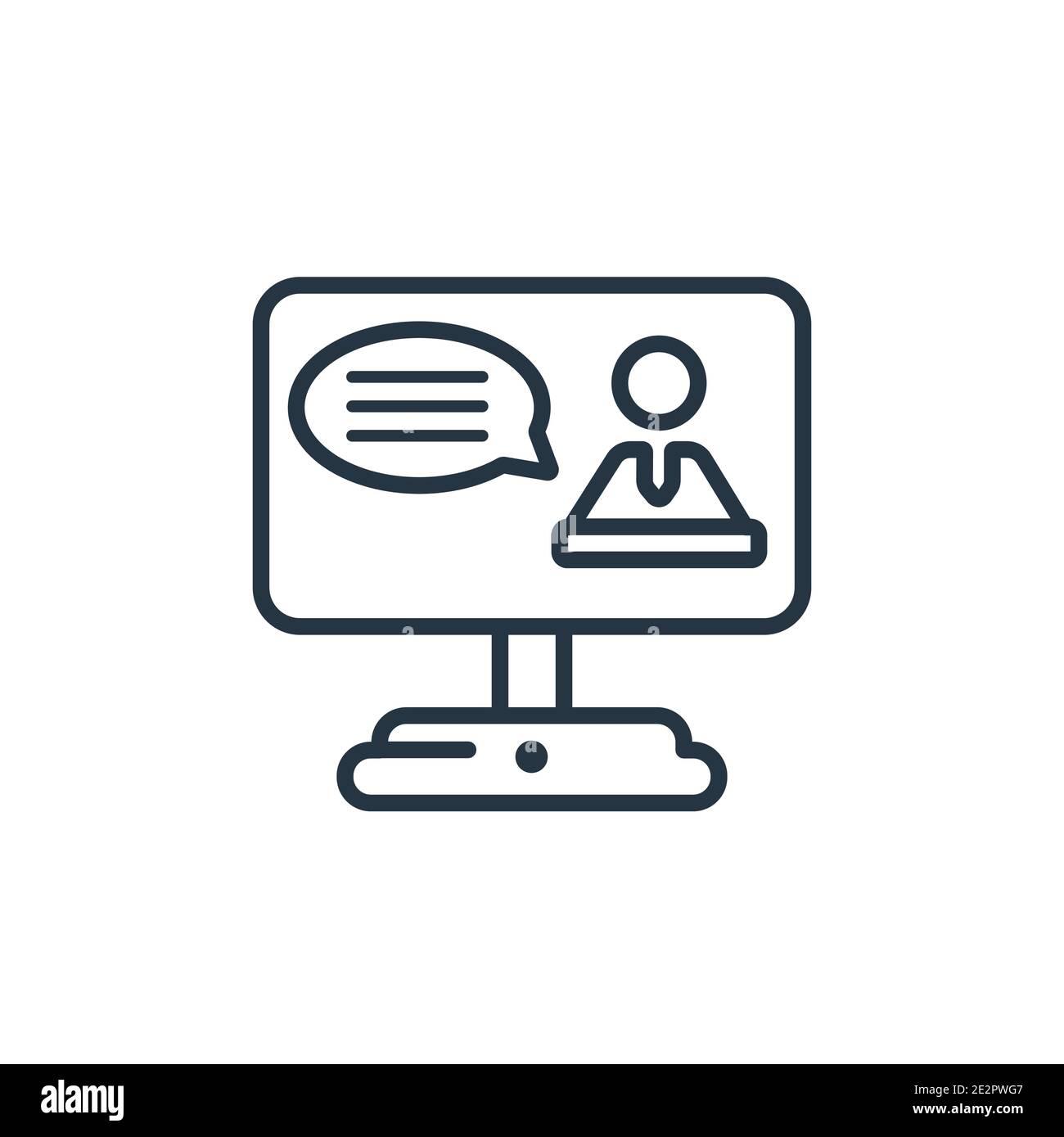 Online coaching outline vector icon. Thin line black online coaching ...