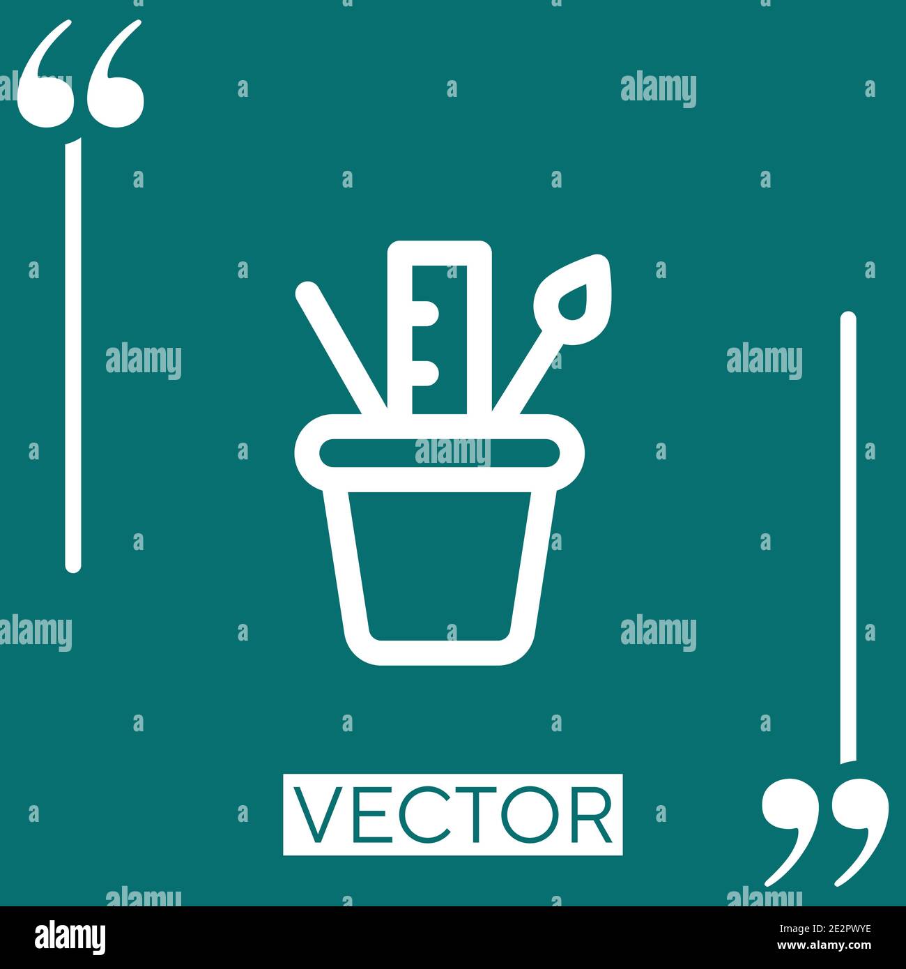 pencil holder Linear icon. Editable stroke line Stock Vector