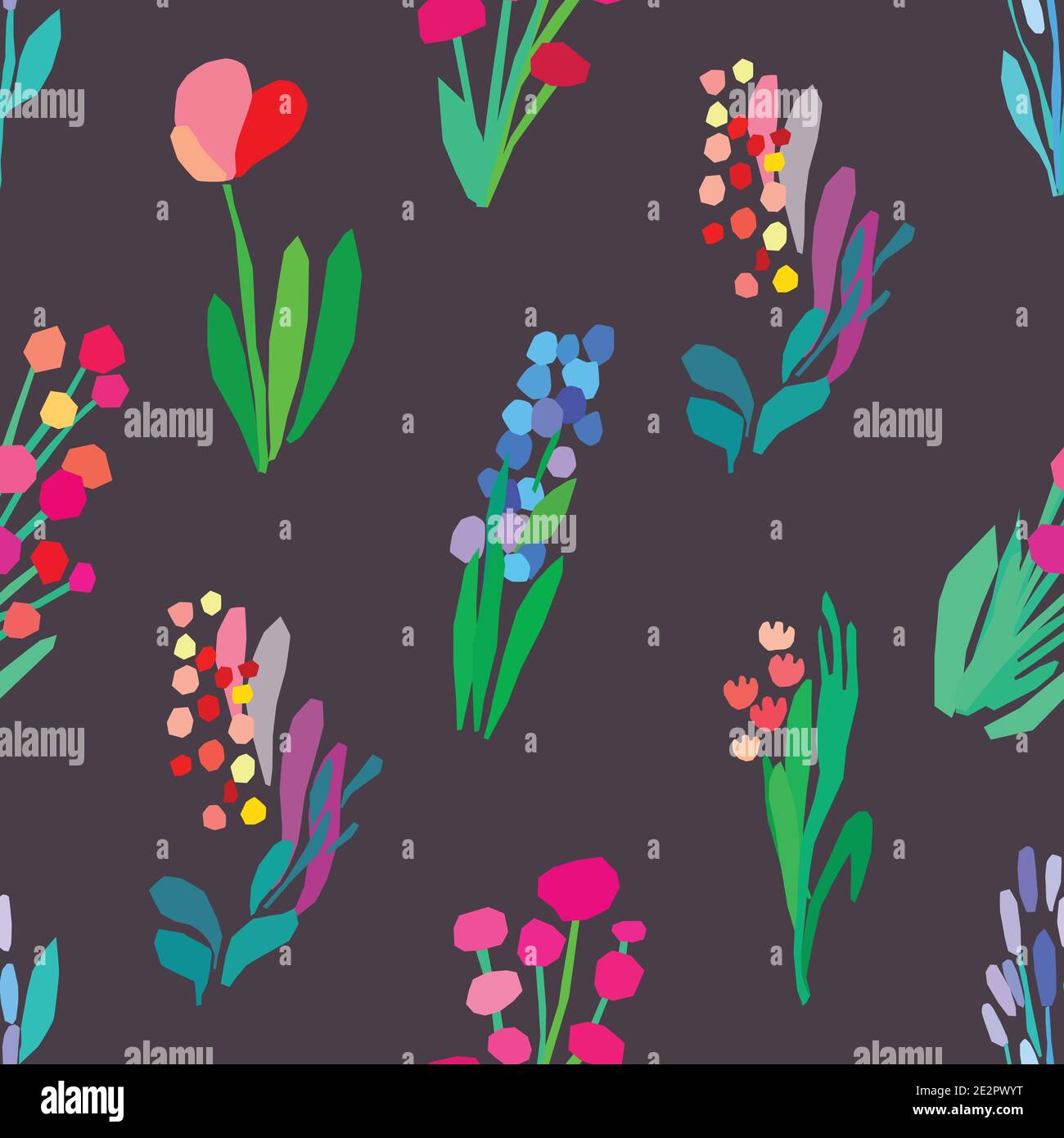 Seamless pattern with flowers, plant vector background Stock Vector ...