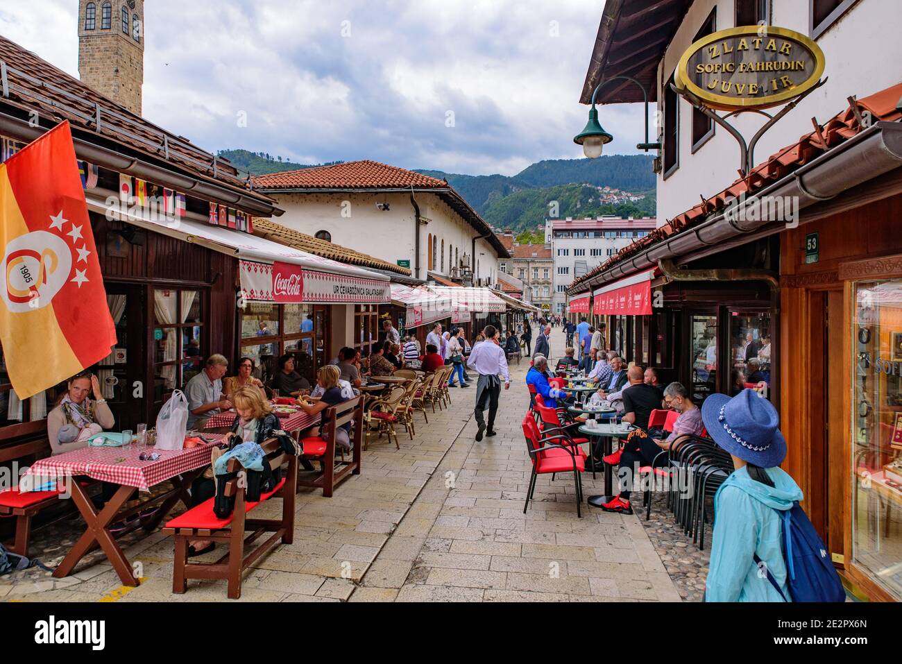 Street view of Stari Grad, the old city of Sarajevo in Bosnia and ...