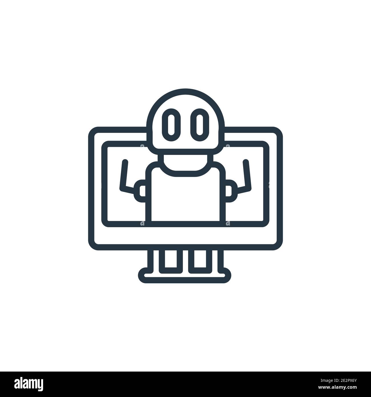 Robotic outline vector icon. Thin line black robotic icon, flat vector ...