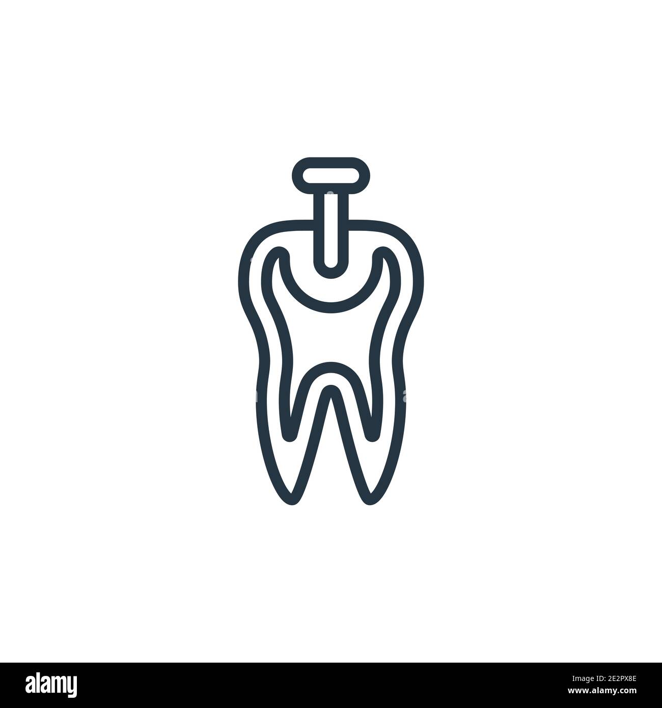 Tooth with metallic root outline vector icon. Thin line black tooth ...
