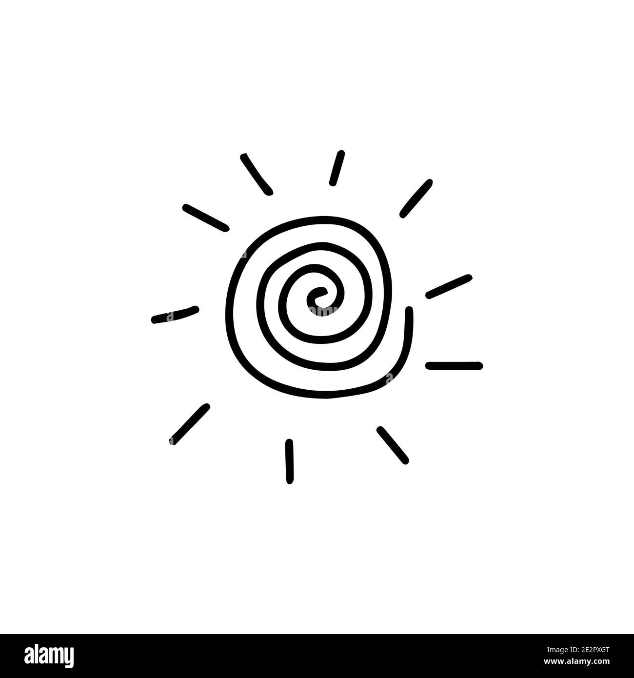 Spiral sun sign. Icon black and white vector illustration isolated doodle.  Single esoteric symbol hand drawn Stock Vector Image & Art - Alamy
