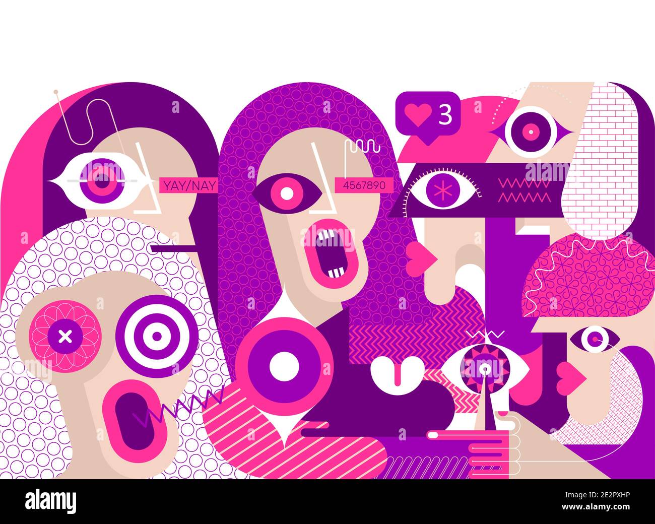 People having discussion. Modern abstract art painting, vector ...