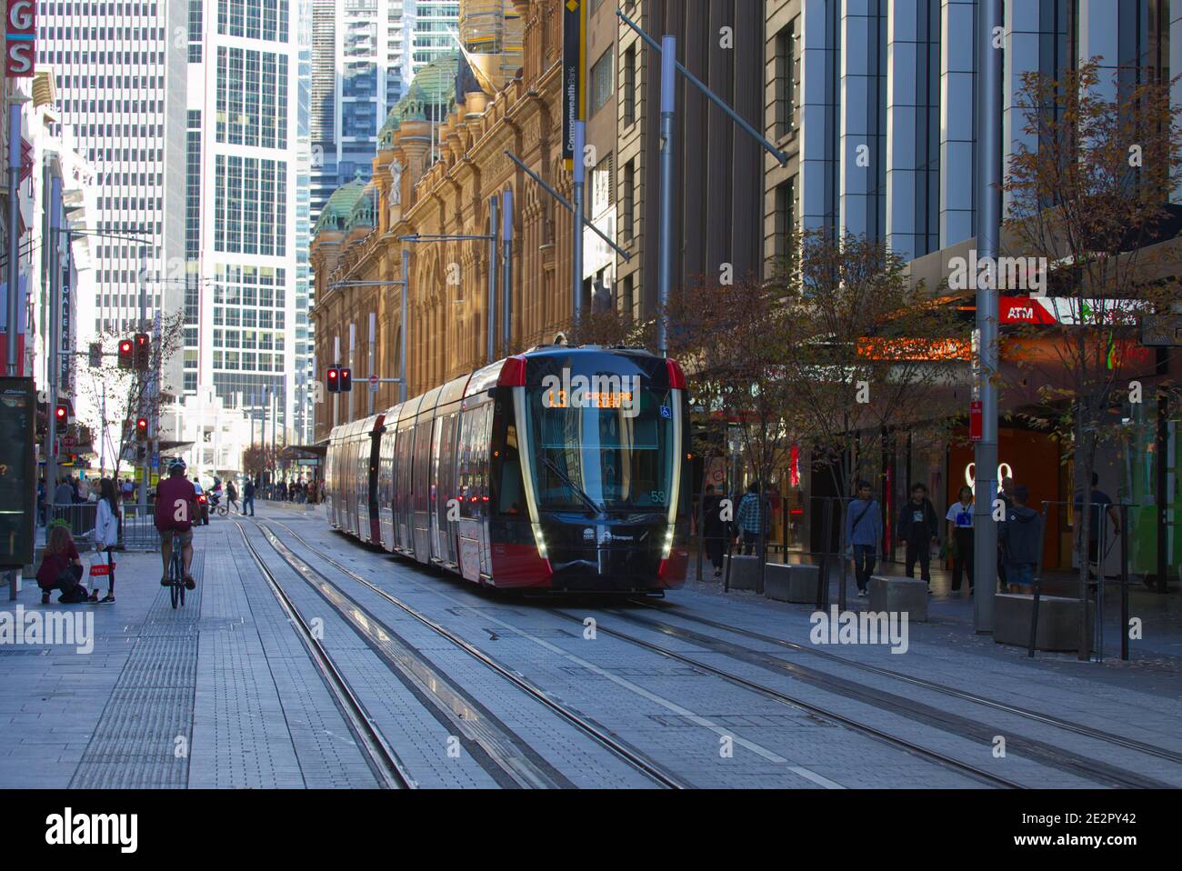 Sydney Light Rail public transport system operating on George Street Sydney Australia Stock Photo
