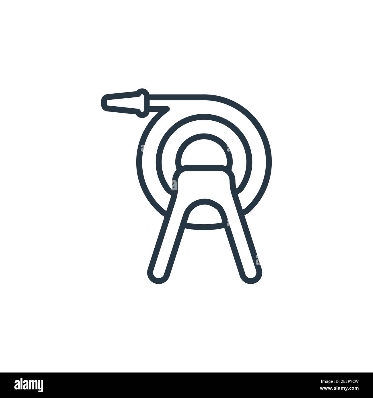 Garden hose outline vector icon. Thin line black garden hose icon