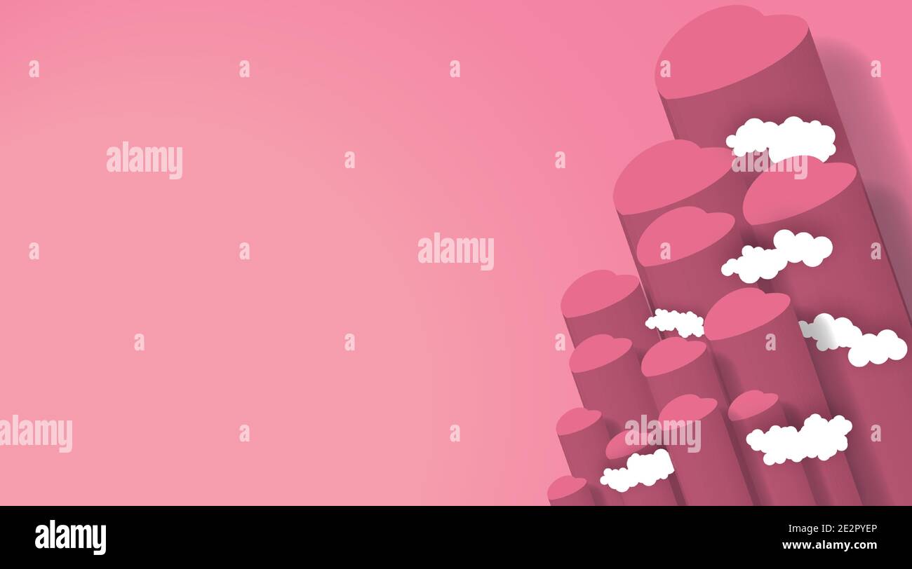 Valentines day vector background . vector illustration 3d design Heart and clouds Stock Vector