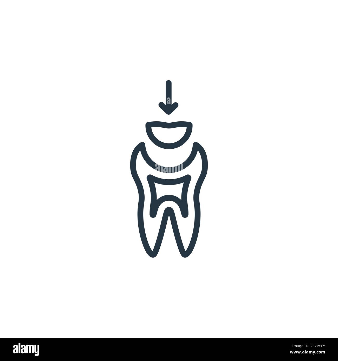 Dental filling outline vector icon. Thin line black dental filling icon ...