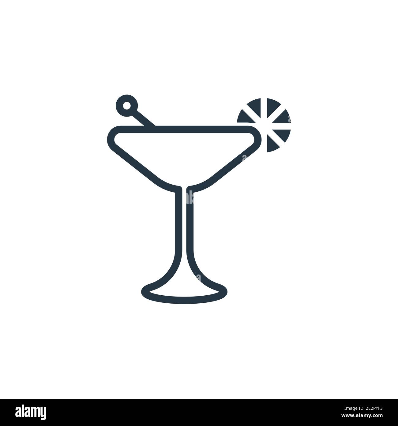 Martinez outline vector icon. Thin line black martinez icon, flat vector simple element illustration from editable drinks concept isolated stroke on w Stock Vector