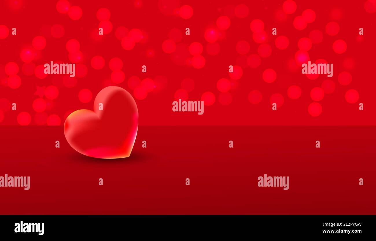 Valentines day red sweet heart and place for text on red background ...