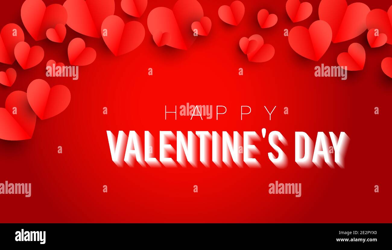 Valentines day background design with 3d air love decor on a red ...