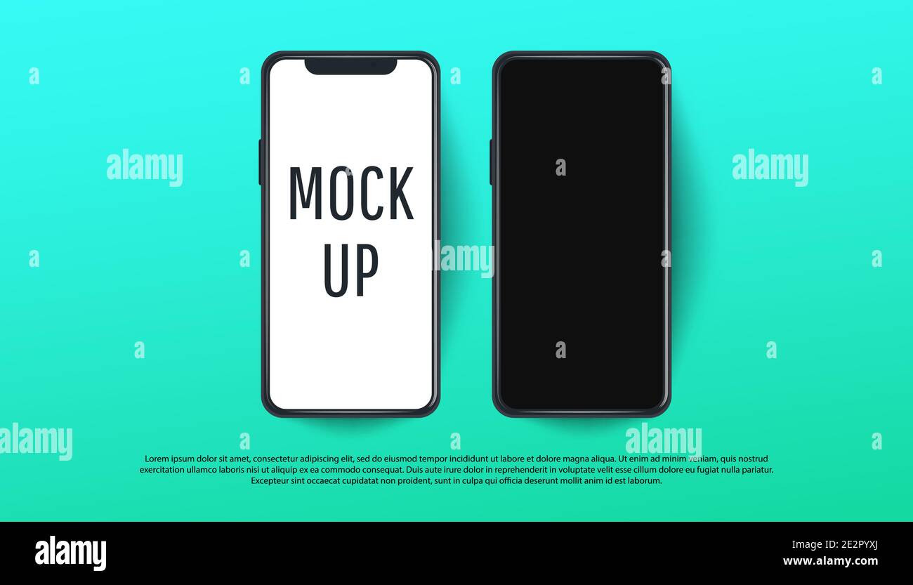 Editable realistic trendy mockup smartphone with blank white screen for ...