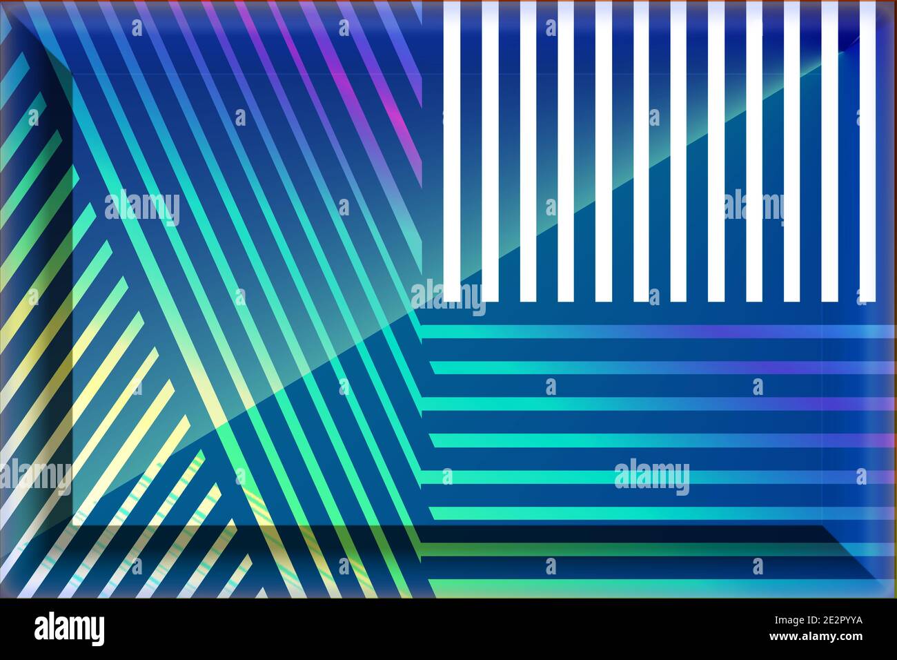 Embedded box with blue, pink, white and teal zebra pattern Stock Photo