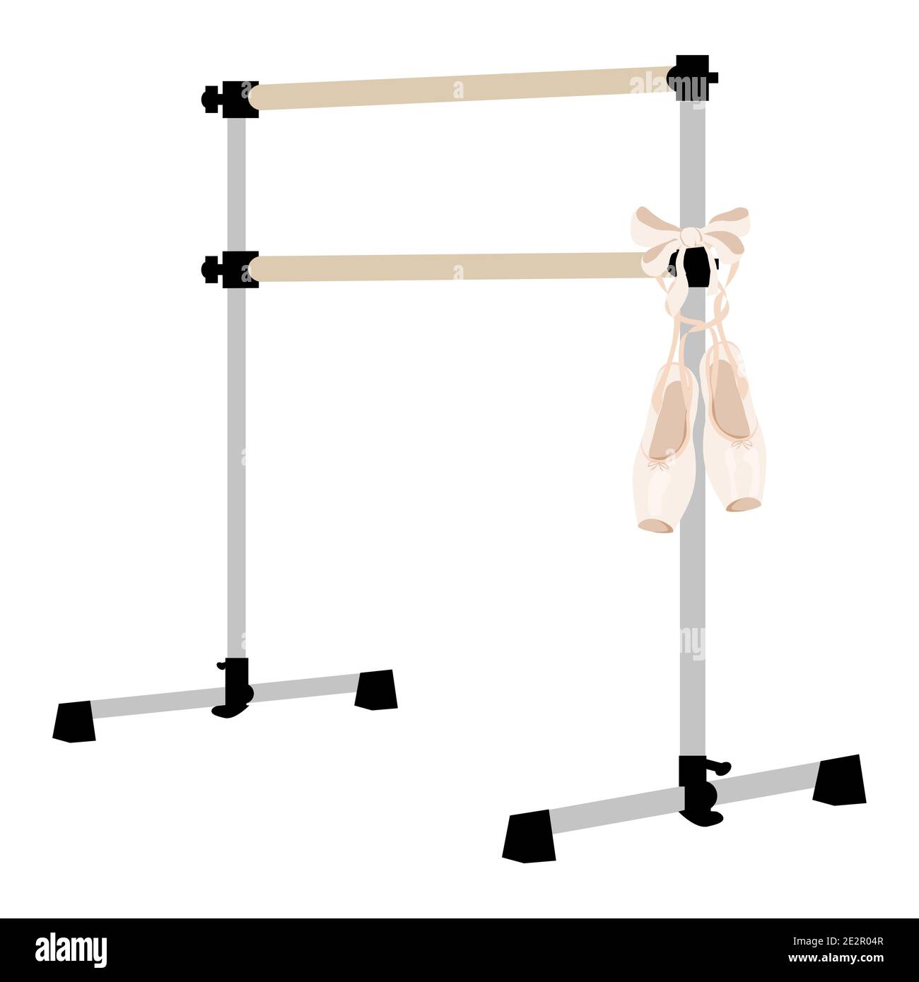 Ballet barre, and pointe shoes studio equipment ballerina room, vector  illustration, wood amd metal Stock Vector Image & Art - Alamy