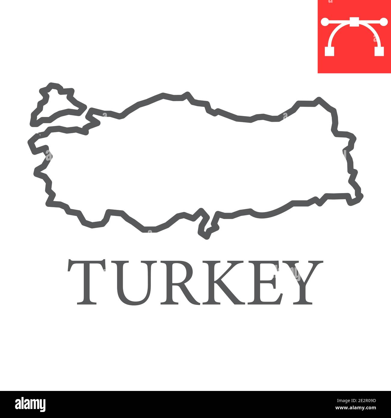 Map of Turkey line icon, country and geography, turkey map sign vector graphics, editable stroke linear icon, eps 10. Stock Vector