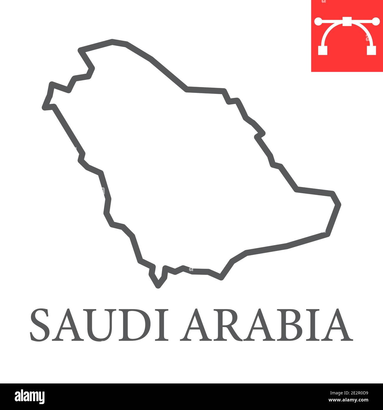 Map of Saudi Arabia line icon, country and geography, saudi arabia map sign vector graphics, editable stroke linear icon, eps 10. Stock Vector