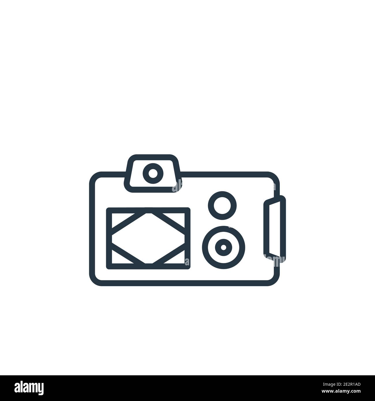 Photo camera outline vector icon. Thin line black photo camera icon ...