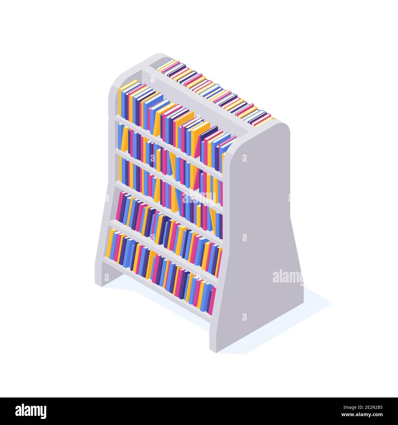 Library or store bookshelf full of various hard cover paper books Stock