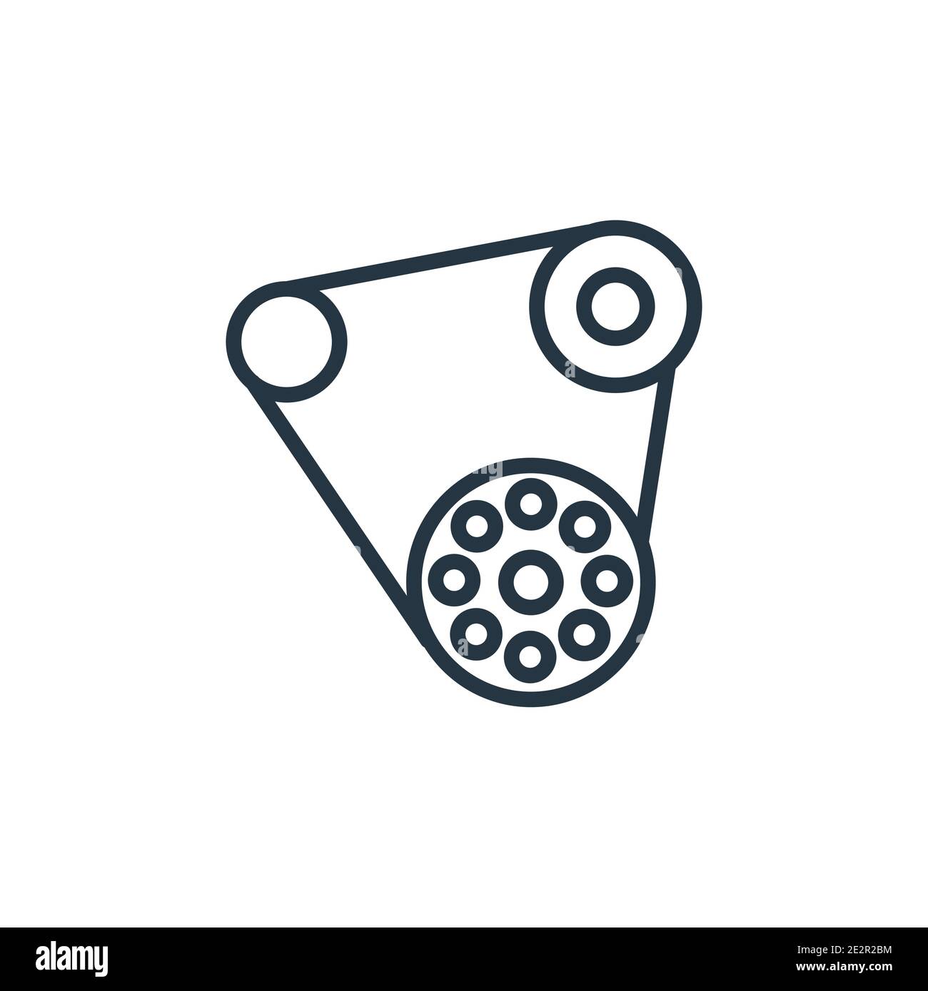 Car fan belt outline vector icon. Thin line black car fan belt icon