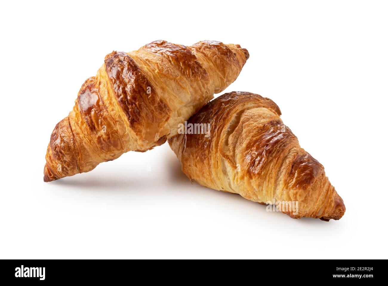 Two croissants on a white background Stock Photo