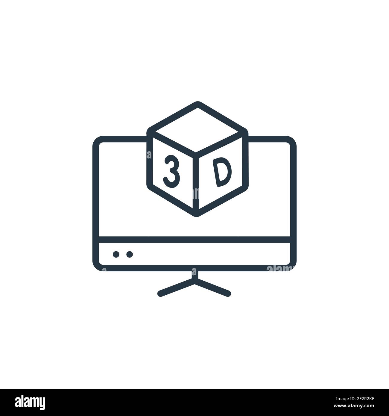 3d screen outline vector icon. Thin line black 3d screen icon, flat vector simple element illustration from editable computer concept isolated on whit Stock Vector