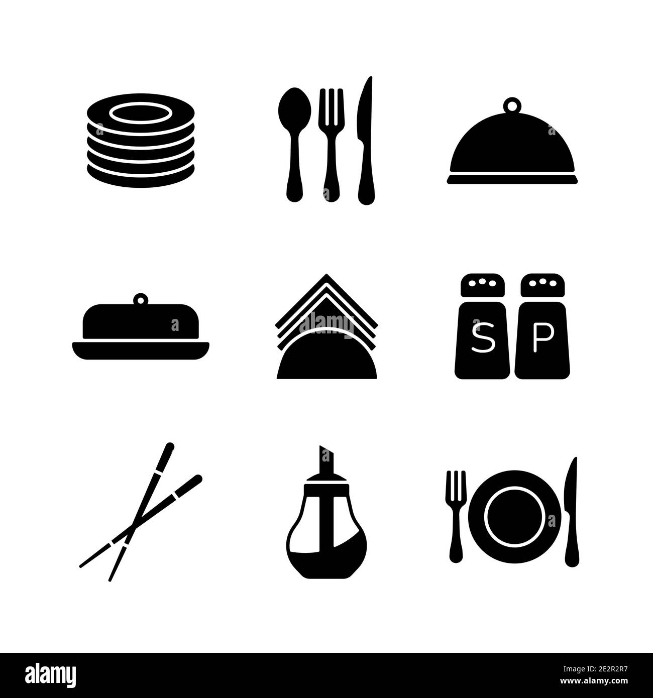 Restaurant vector icon glyph set. Serving food sign. Graph symbol for ...