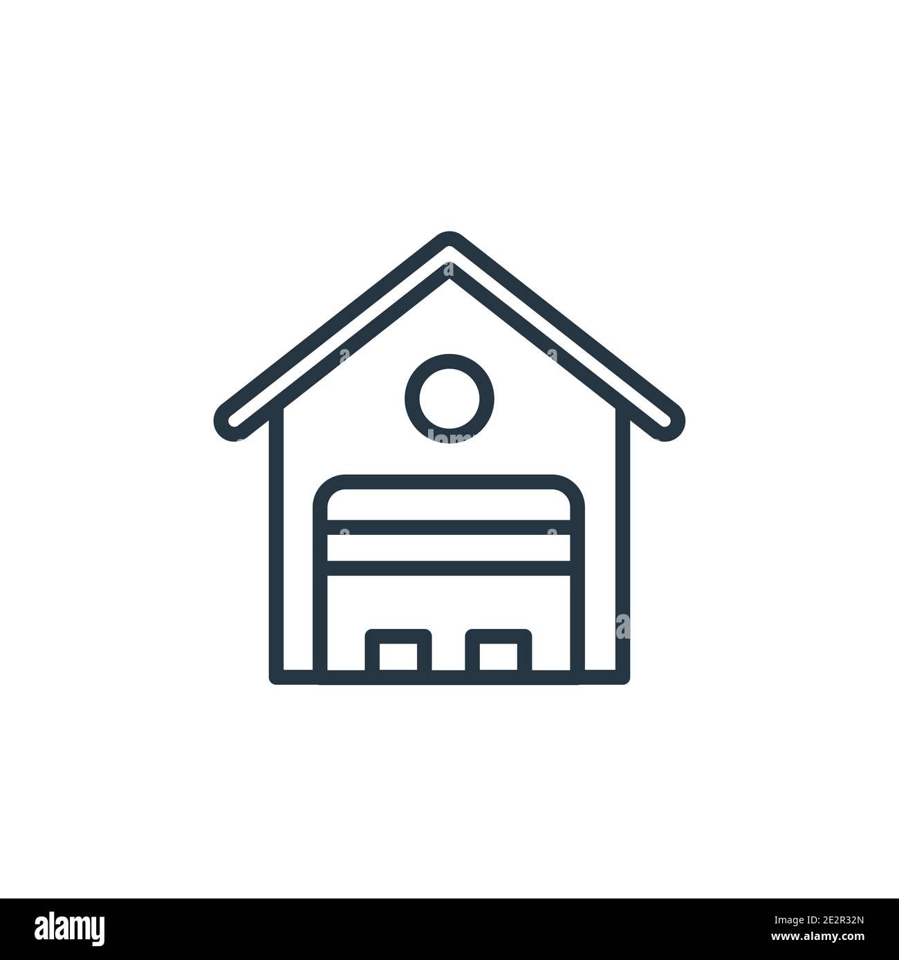 Warehouse outline vector icon. Thin line black warehouse icon, flat